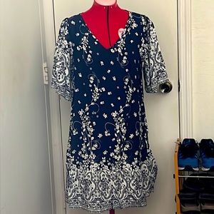 New navy and white floral design dress